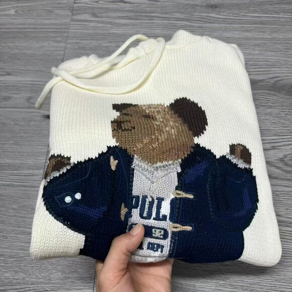 Polo Ralph Lauren Big Coat Bear Sweater Hoodie - Picture 4 of 7
